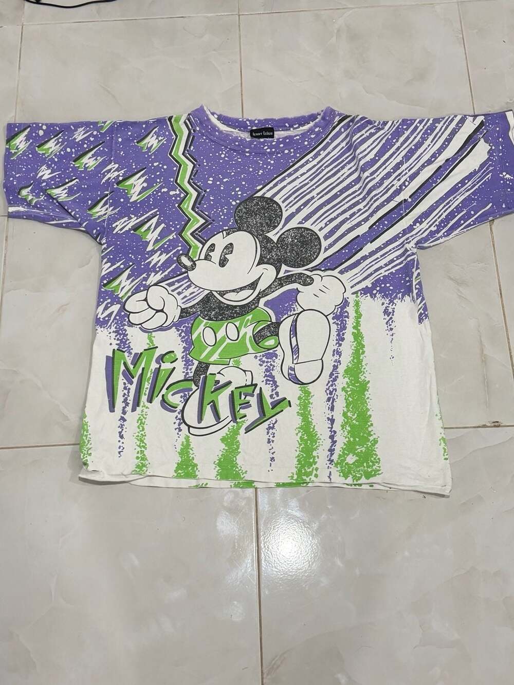 Vintage 90s Mickey Mouse All Over Print T-Shirt Jerry Leigh Distressed